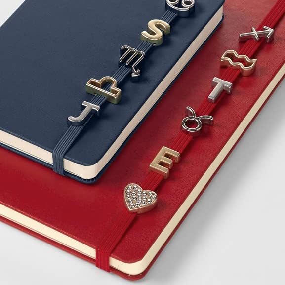 Moleskine Pisces Pin for Notebook or Diary, Zodiac Symbol Pin, Personalise Elastic Closure, Personalised Gift Ideas, Silver Colour
