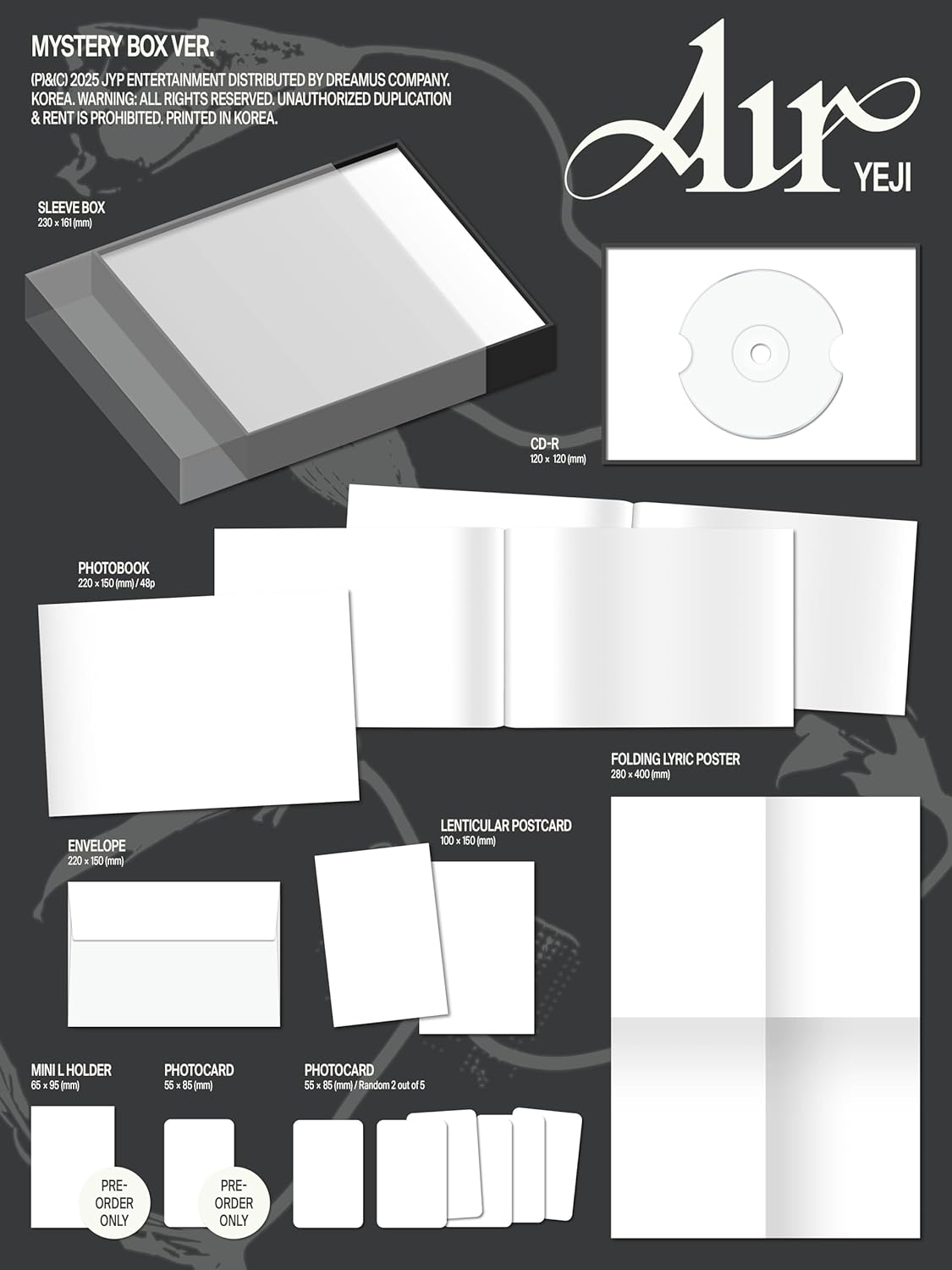 Air - Mystery Box - incl. 48pg Photobook, Envelope, Folded Lyric Poster, Lenticular Postcard, 2 Photocards w/Mini Holder