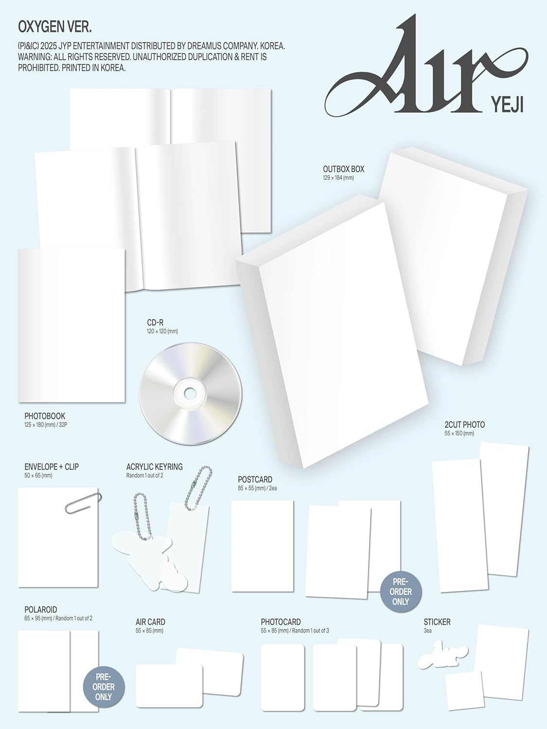 Air - Oxygen - incl. 32pg Photobook, Envelope, 2x Arcylic Keyrings, 2-Cut Photo, Air Card, Photocard, 3 Stickers + 2 Postcards