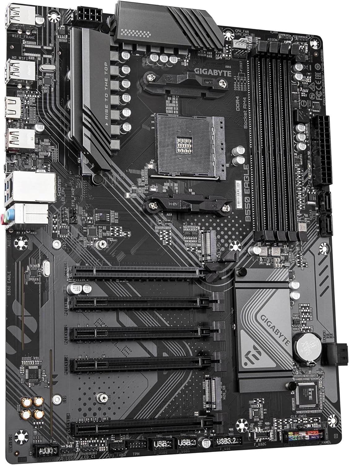GIGABYTE B550 EAGLE Motherboard - AMD Ryzen 5000 G-Series CPUs, 10+3+1 Phases VRM, up to 3200MHz DDR4, 1xPCIe 4.0 + 1xPCIe 3.0 M.2, 1GbE LAN, USB 3.2 Gen 2
