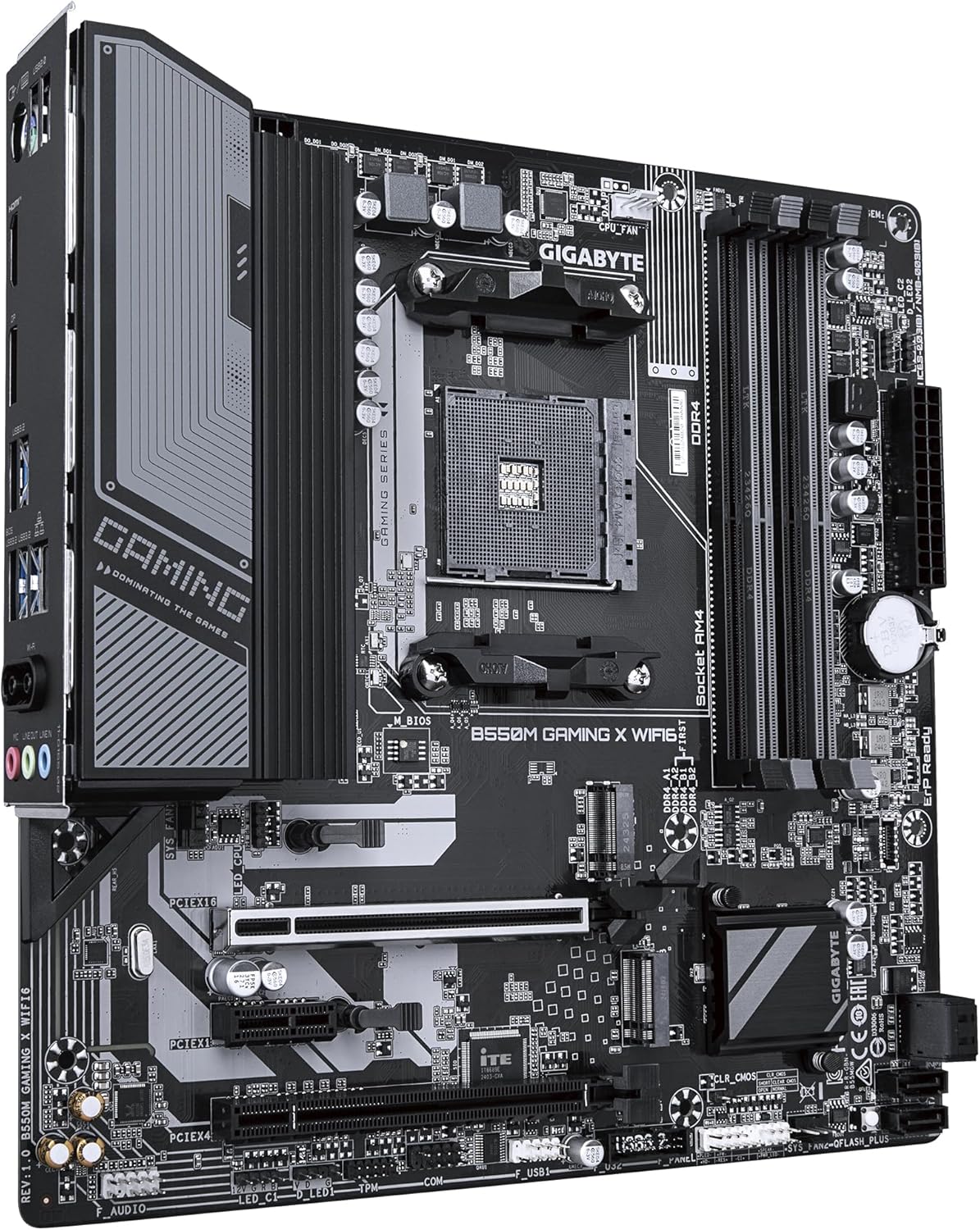 GIGABYTE B550M GAMING X WIFI6 Motherboard - AMD Ryzen 5000 CPUs, 5+3 Phases VRM, up to 3200MHz DDR4, 1xPCIe 4.0 + 1xPCIe 3.0 M.2, Wi-Fi 6, 1GbE LAN, USB 3.2 Gen 1