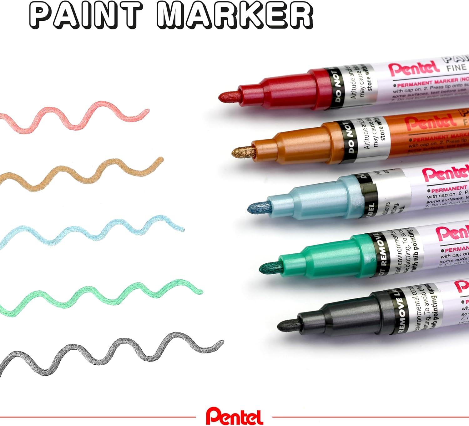 Pentel MSP10 Paint Marker Wallet, Fine Bullet Tip, Metallic Colours (8 Marker Pens