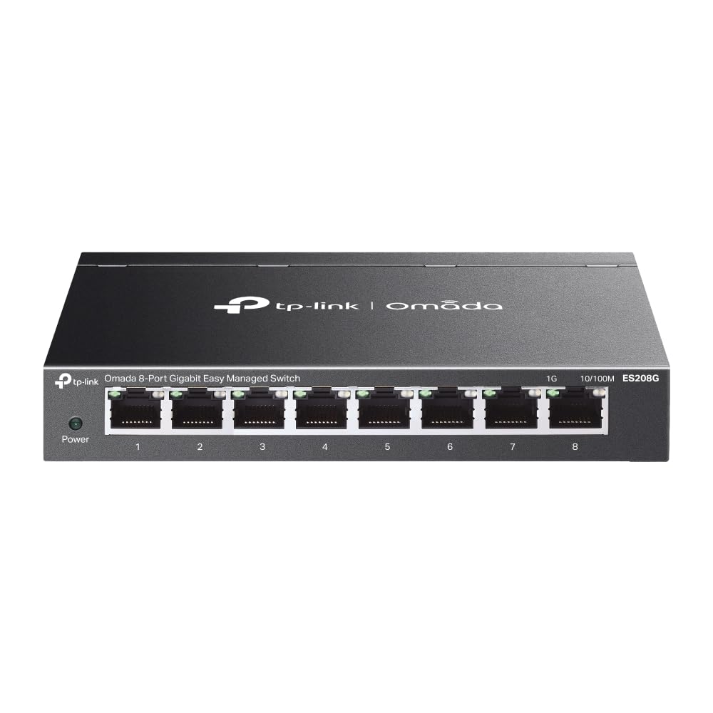 TP-Link Omada 8-Port Gigabit Easy Managed Switch, Gigabit Ports, Compact Metal Case, Port Isolation, VLAN, Automatic Loop Prevention, IGMP Snooping, Centralised Cloud Management, Plug & Play(ES208G