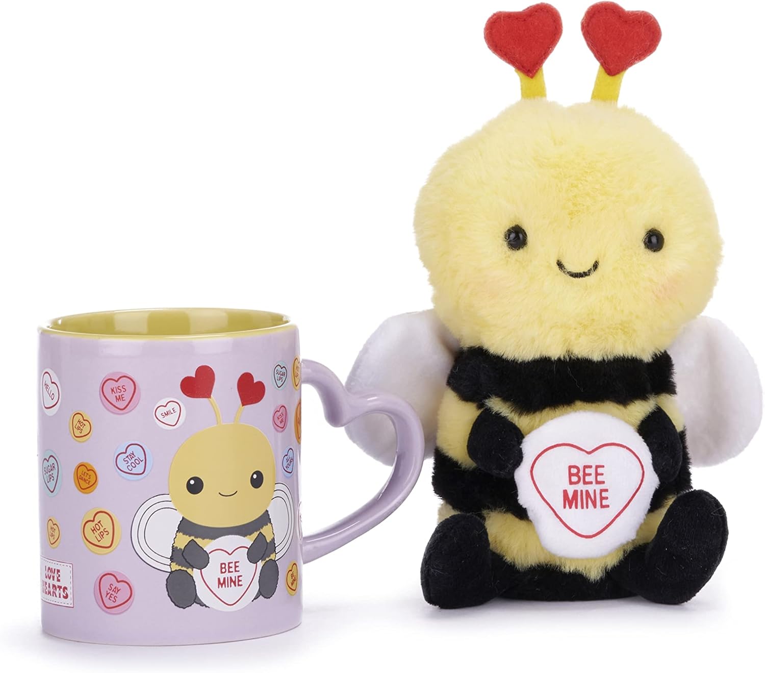 Posh Paws Swizzels Love Hearts Bethany Bumble Bee 'Bee Mine' 11OZ Mug & Plush Gift Set, Purple, 37743