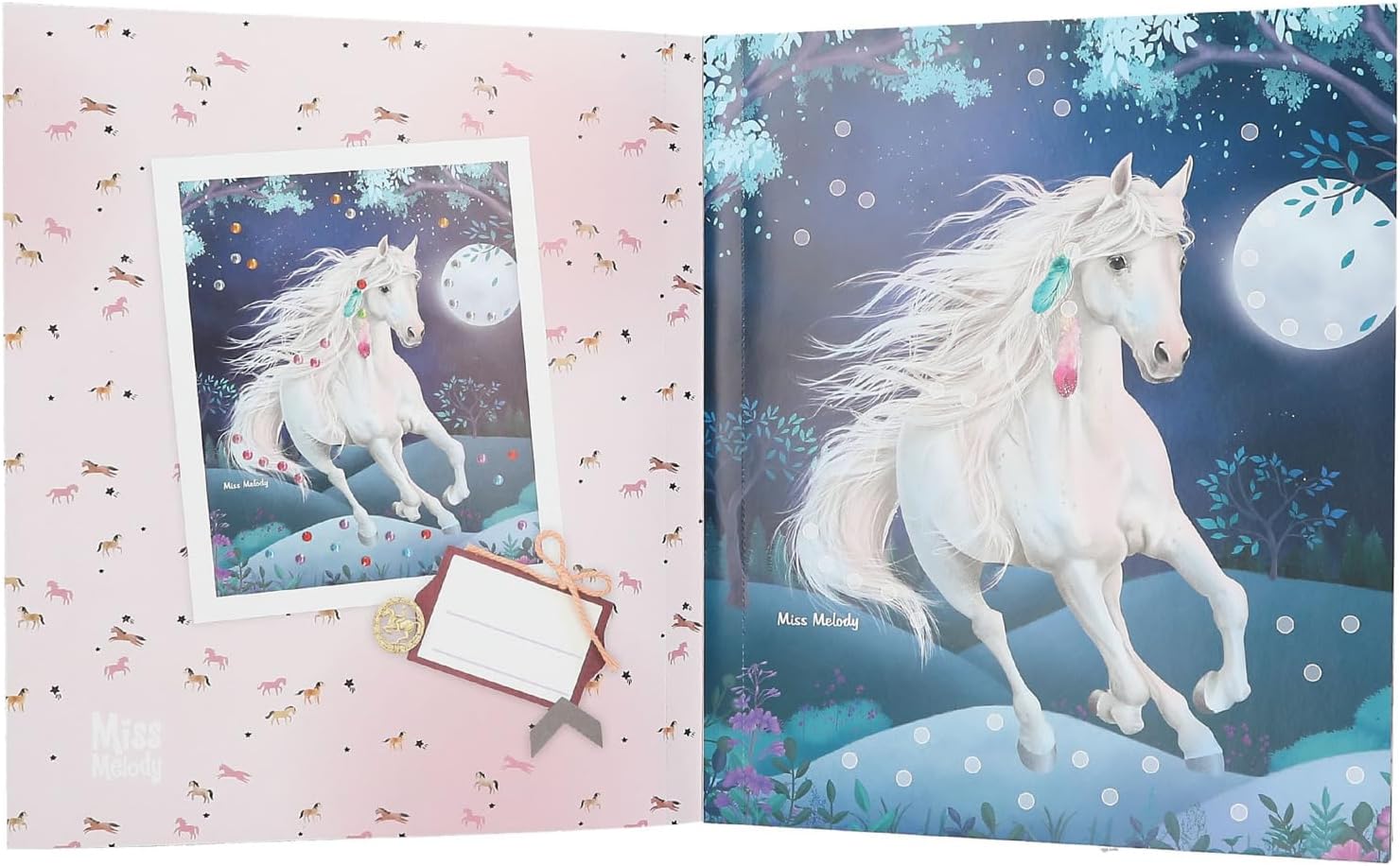 Depesche 13484 Sticker Book with 10 Pages Horse Motifs for Decorating, Includes Glittering Gems for Sticking