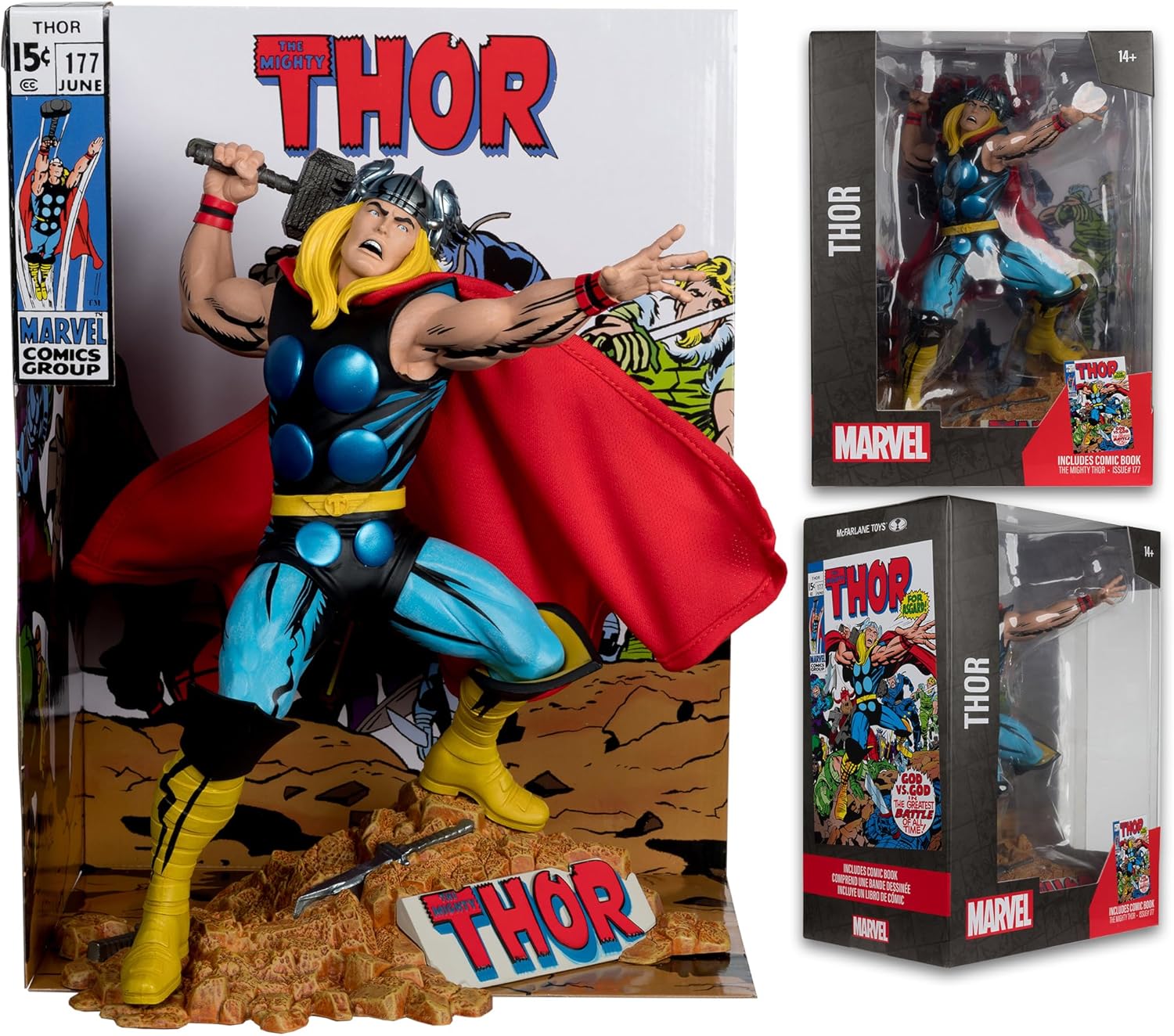 McFarlane Toys - Marvel Thor 1:6th Scale Collectible with Scene & Comic (The Mighty Thor #177
