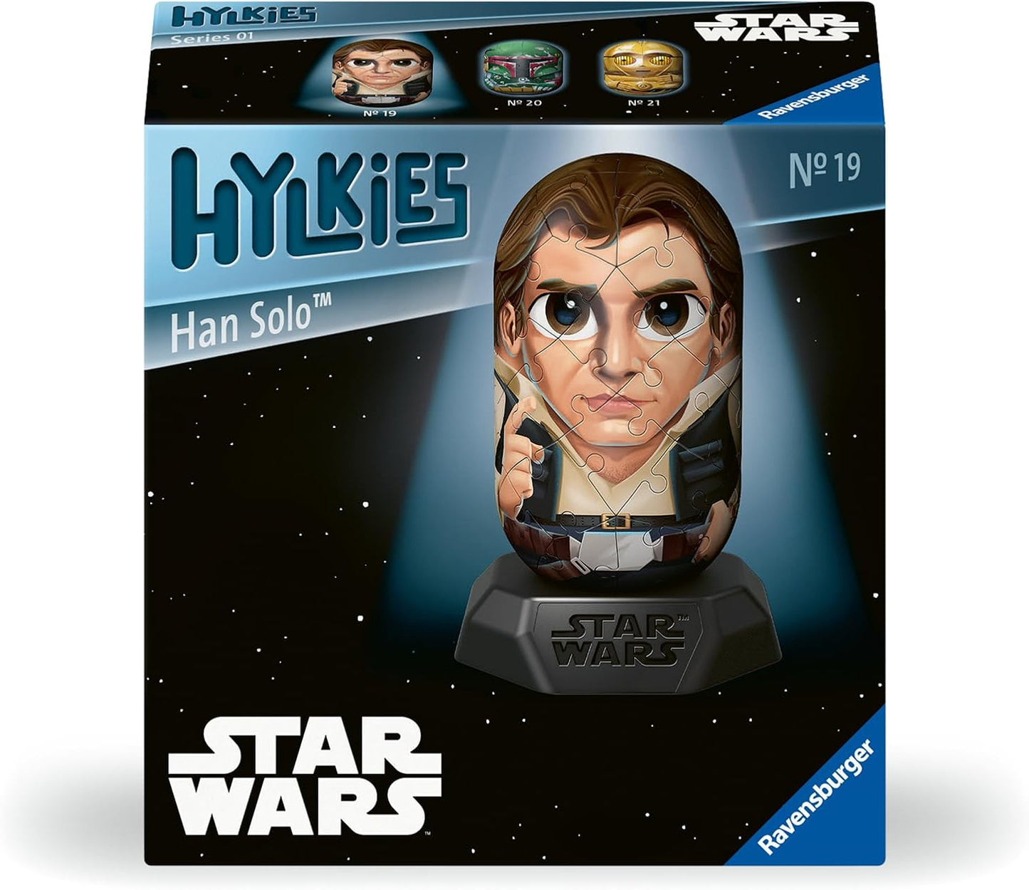 Ravensburger Hylkies: la Nueva Gama coleccionables para Montar tú Mismo. Figura #19 – Han Solo – para Todos los Fans de Star Wars – Construir, Enamorarse, coleccionar, Color Azul (12008006