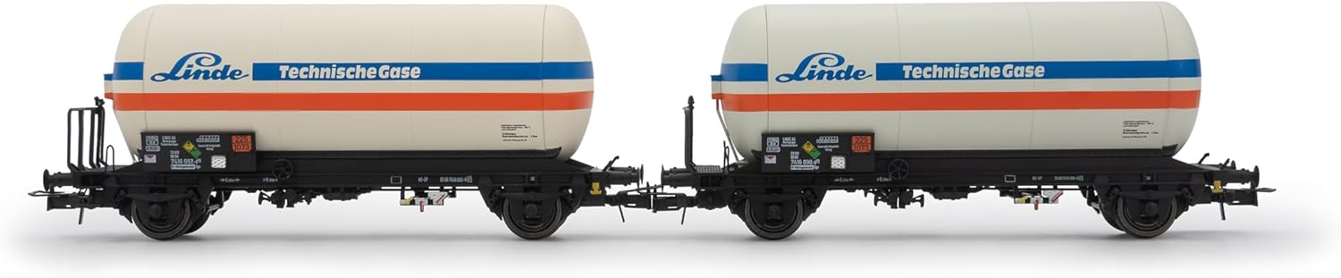 Rivarossi HR6643 DB, 2-unit set of 2-axle gas tank wagons Zgs, “Linde”, ep. IV