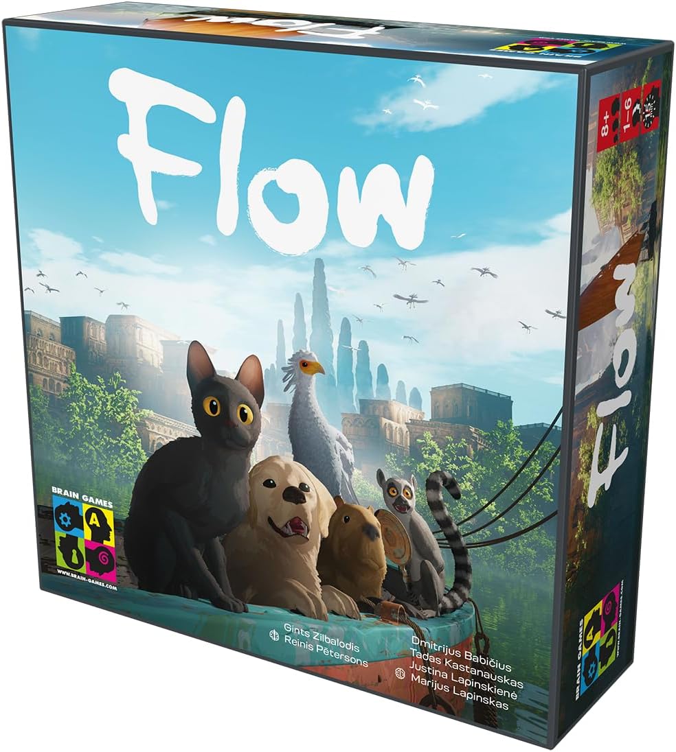 Brain Games - Flow - Cooperative Games Inspired by the Multi-Award Winning Animated Movie of the Same Name - Help Animals Defeat Their Fear of Water - 1-6 Players - Ages 8+