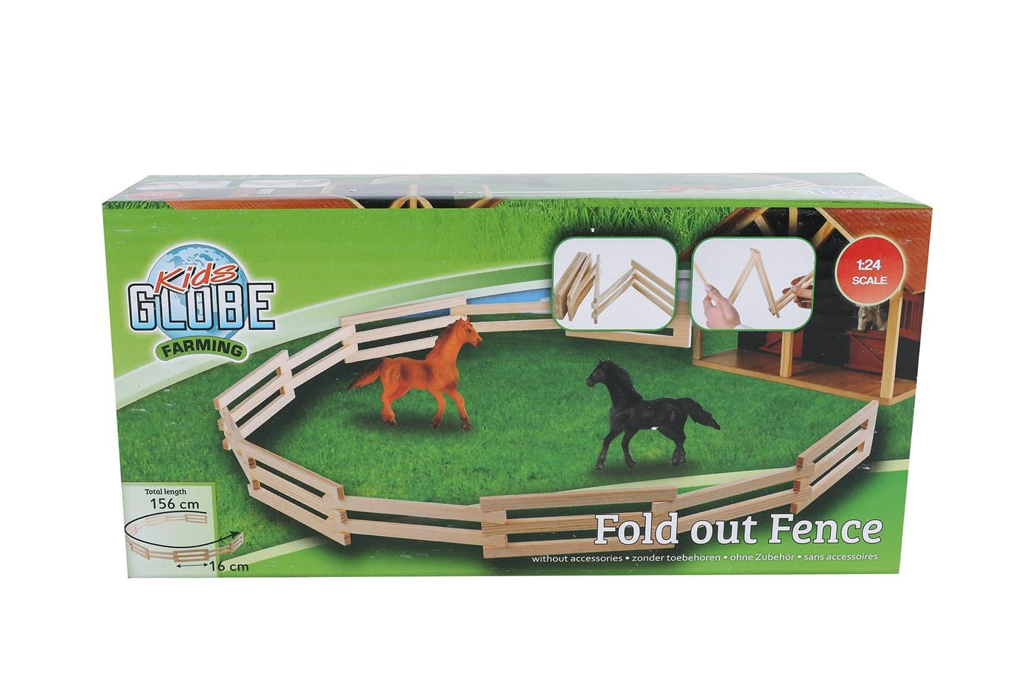 Kids Globe Farming 610303 - Gatto di bestiame (156 cm, scala 1:24, recinzione da fattoria per bambini, accessori per la fattoria, giocattolo da fattoria
