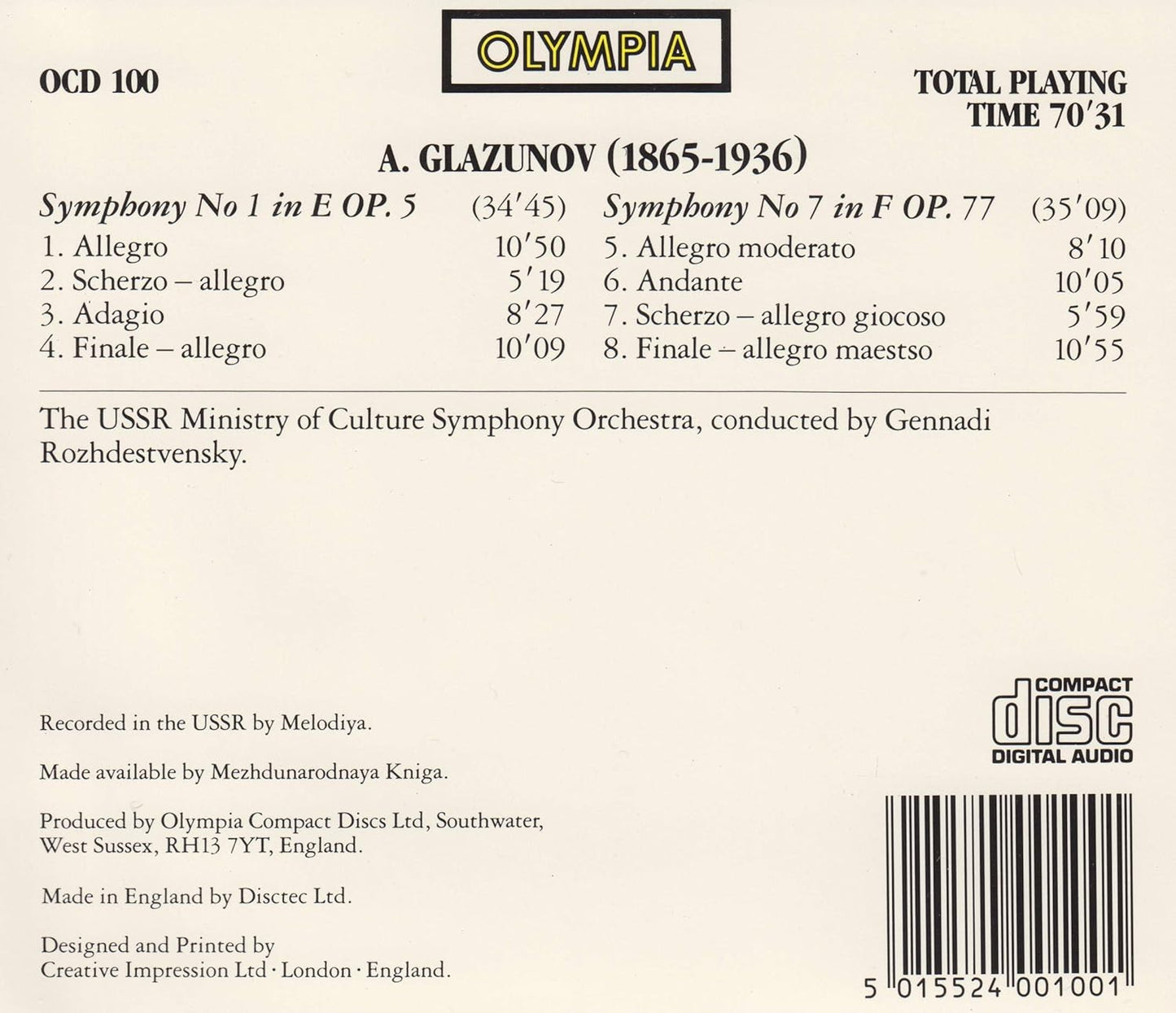 SYMPHONIES NOS. 1 & 7