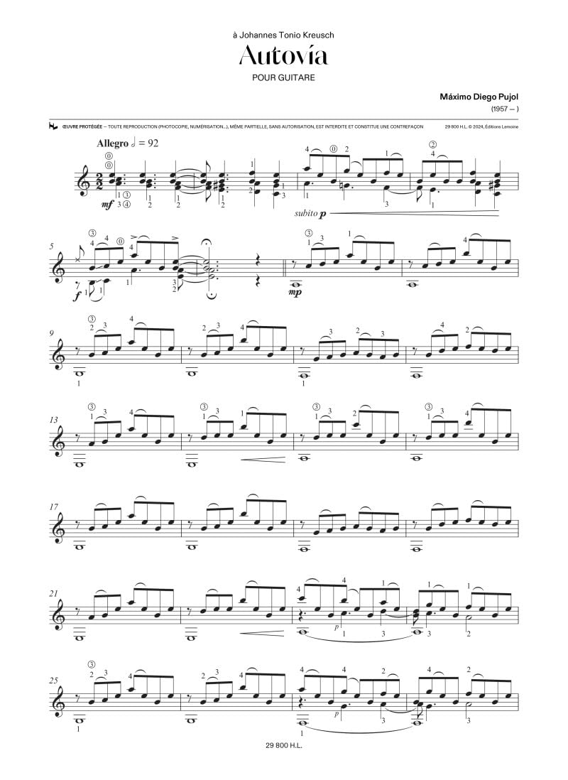 Autovia (Guitar Score