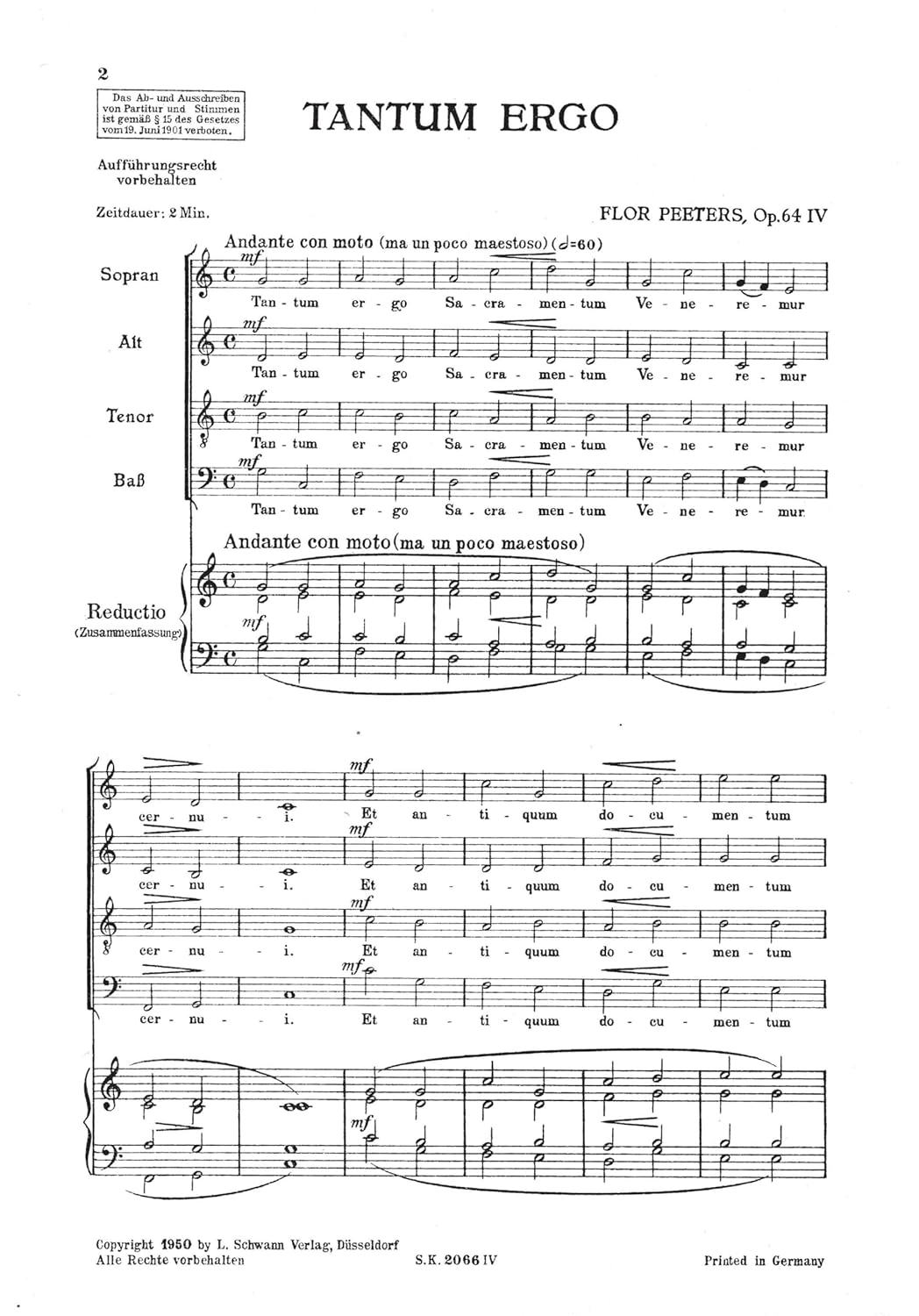 Peeters: Tantum Ergo, Op. 64 No.4 (Mixed Voice Choir) (S20664
