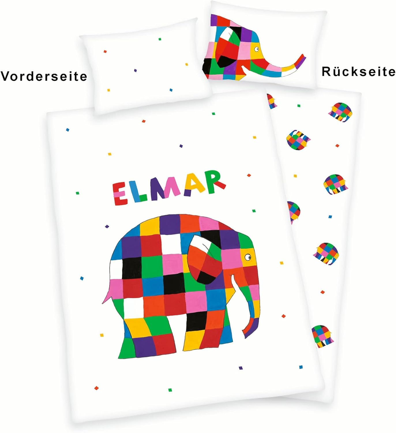 Herding Elmar Bedding Set, MADE IN GREEN by OEKO TEX, Pillowcase 40 x 60 cm with hotel cover, Duvet Cover 100 x 135 cm with smooth-running zip, 100% Cotton/Renforcé, Multicoloured