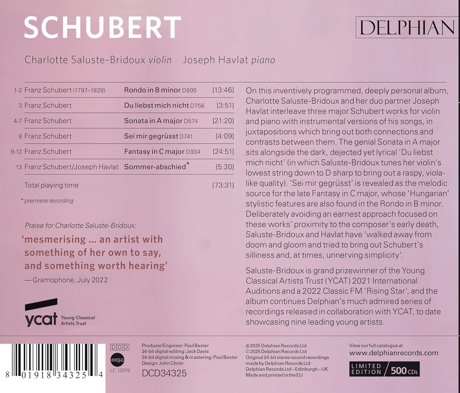 Charlotte Saluste-Bridoux/Joseph Havlat: Schubert