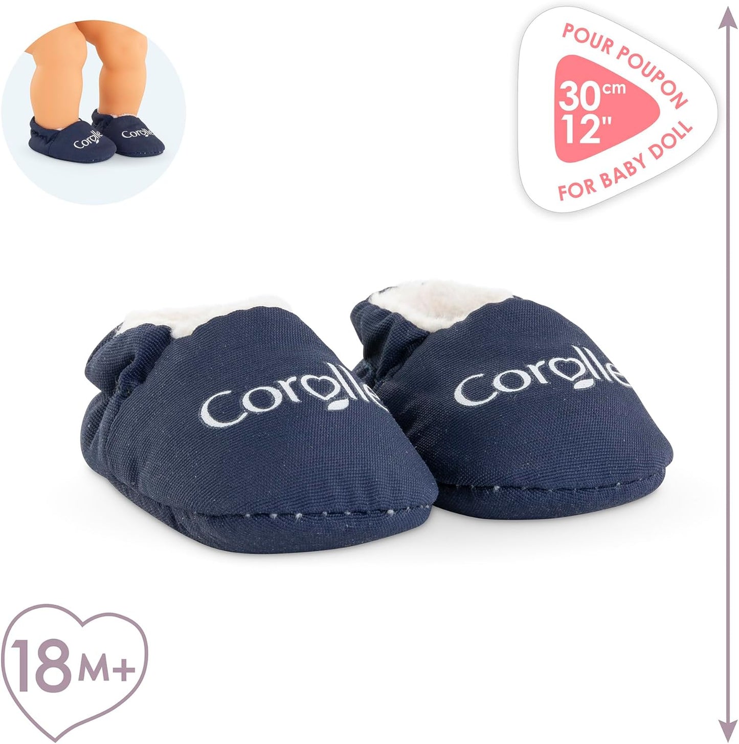 Corolle - Slippers marineblauw, voor poppen 30 cm, vanaf 18 maanden, 9000111120
