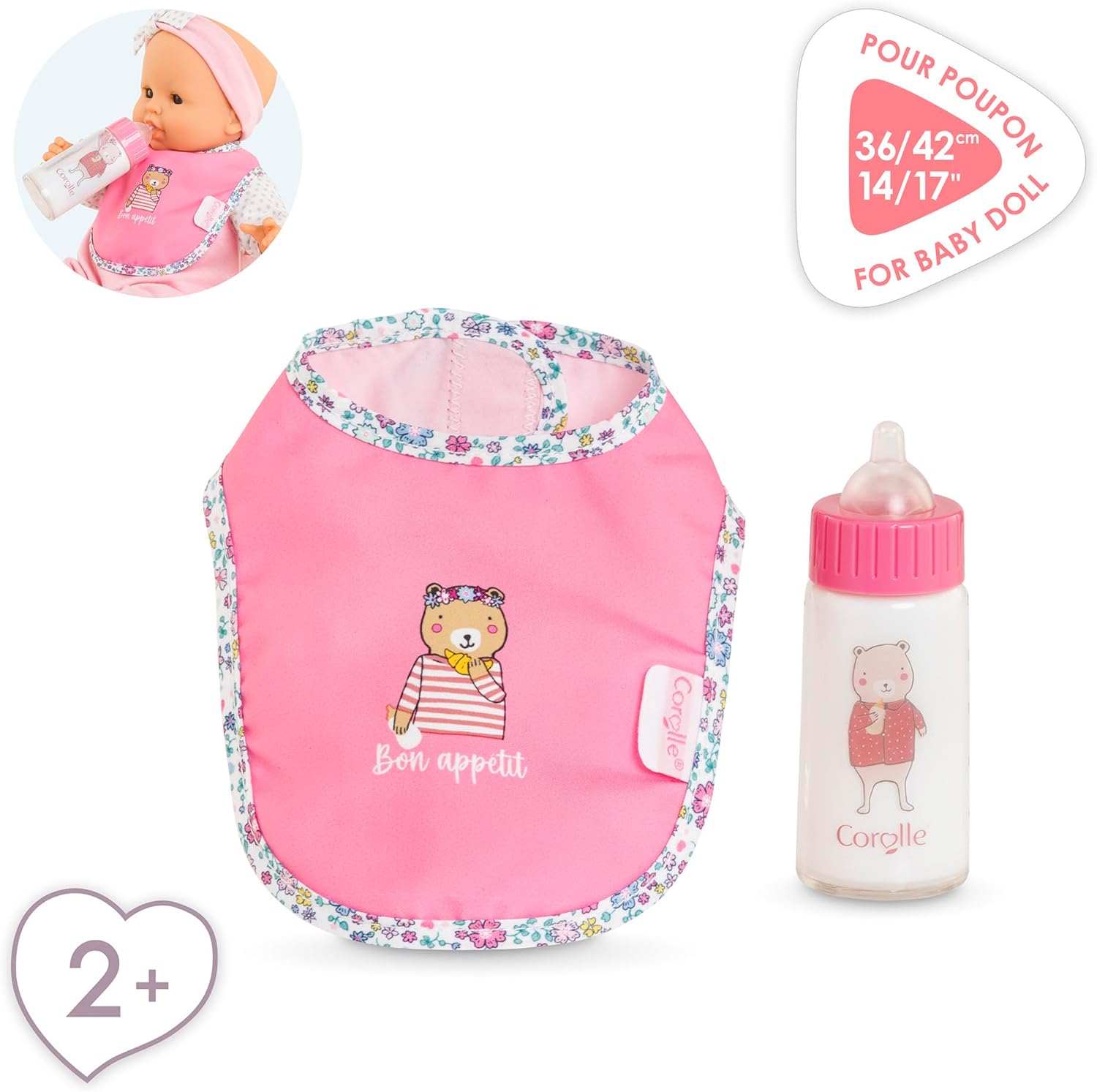 Corolle - Corolle Slabbetje en Magische Melkfles voor Babypop