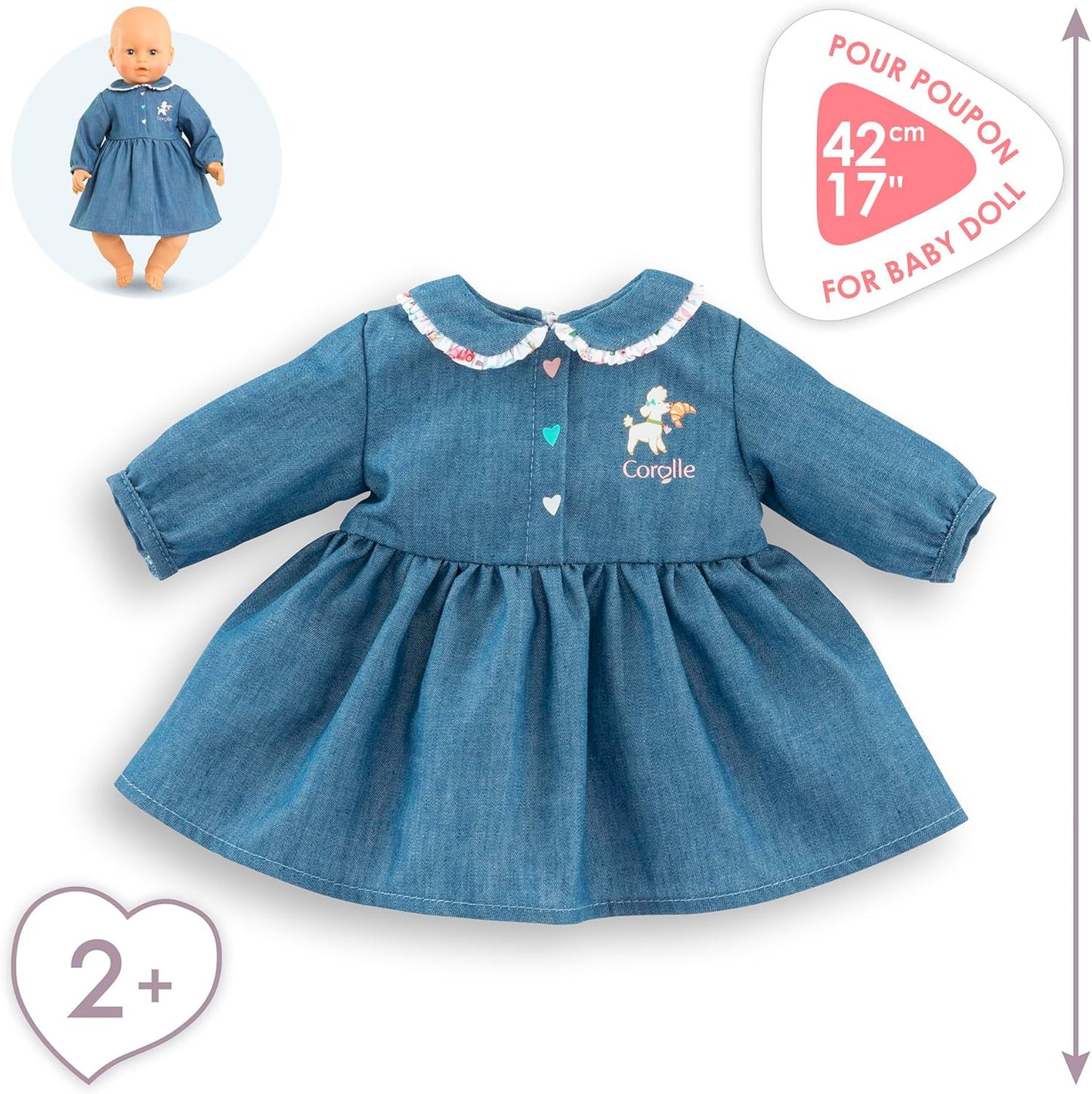 Corolle - Jurk, een weekend in Parijs, kleding, voor poppen 42 cm, vanaf 2 jaar, 9000160170