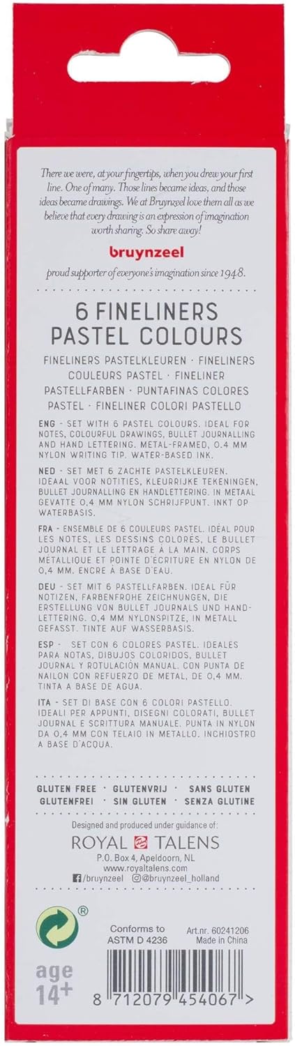 Bruynzeel - Bruynzeel Fineliner Set Pastel 6 Kleuren