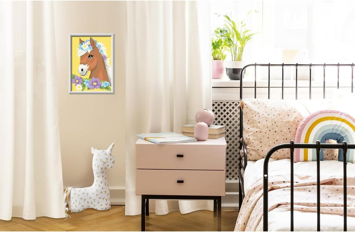 Ravensburger CreArt Serie D: Paard tussen bloemen, schilderen op nummer, schilderset voor kinderen, inclusief lijst, pedagogisch en creatief spel, cadeau-idee voor kinderen vanaf 9 jaar, 18 x 24 cm