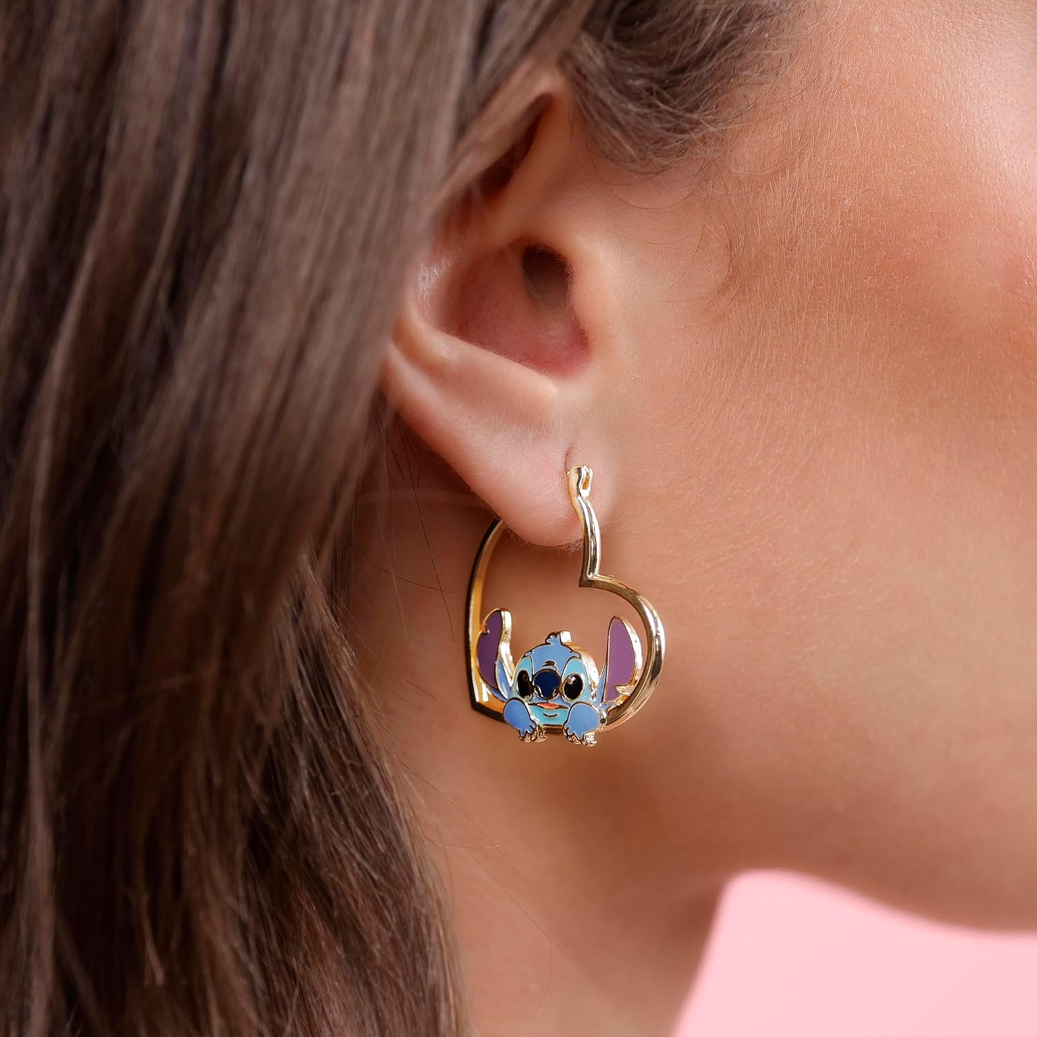 Stitch Love Heart Huggie Earrings