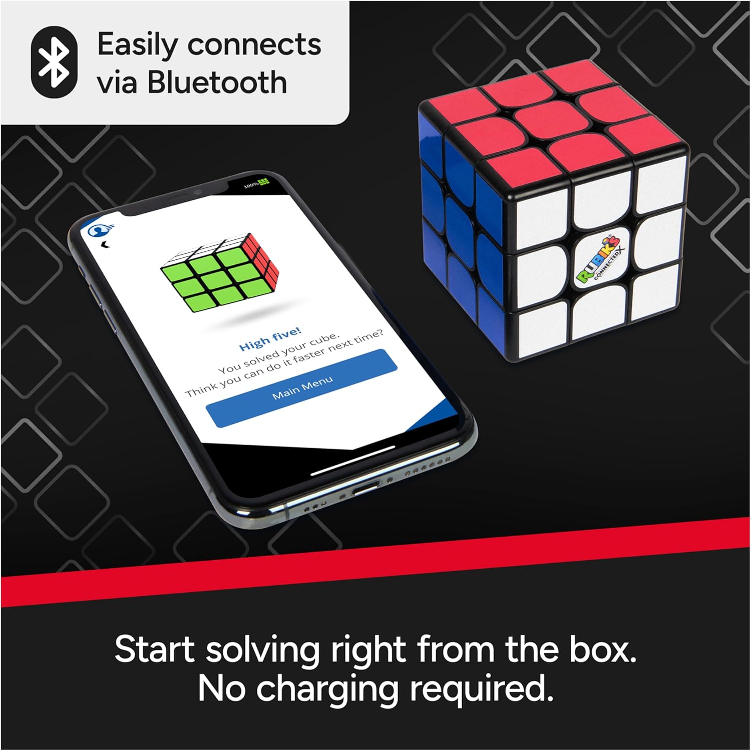 Rubik’s Cube ConnectedX, Bluetooth enabled 3x3 classic cube, problem-solving challenging brain teaser fidget toy, adults & kids aged 8+