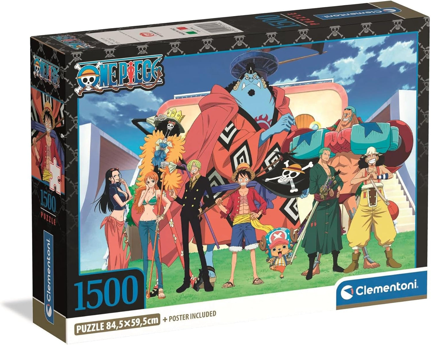 Clementoni - Puzzle 1500 Teile für Erwachsene und Jungen, One Piece Illustration mit Poster inklusive, aus der Serie Anime und Manga, Compact Box, Geschenkidee für Damen und Herren, Made in Italy,
