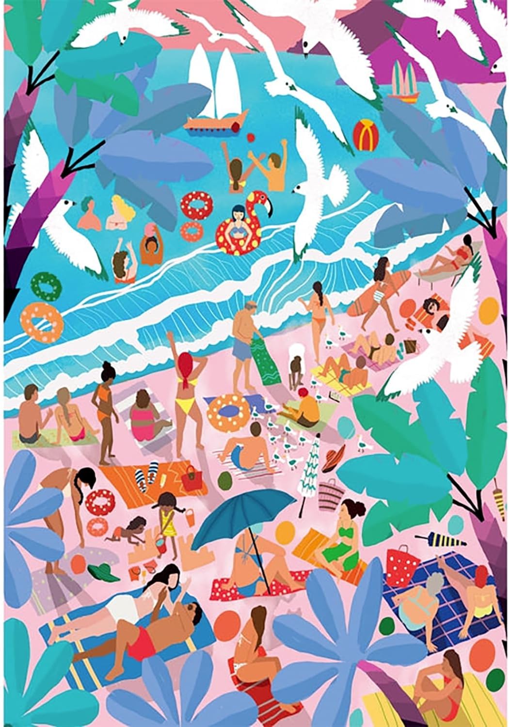 Clementoni - Puzzle 1000 Teile für Erwachsene und Jungen, Kollektion, Thema Sunday at The Beach, Geschenkidee für Herren und Damen, hergestellt in Italien, 70 x 50 cm, 39891