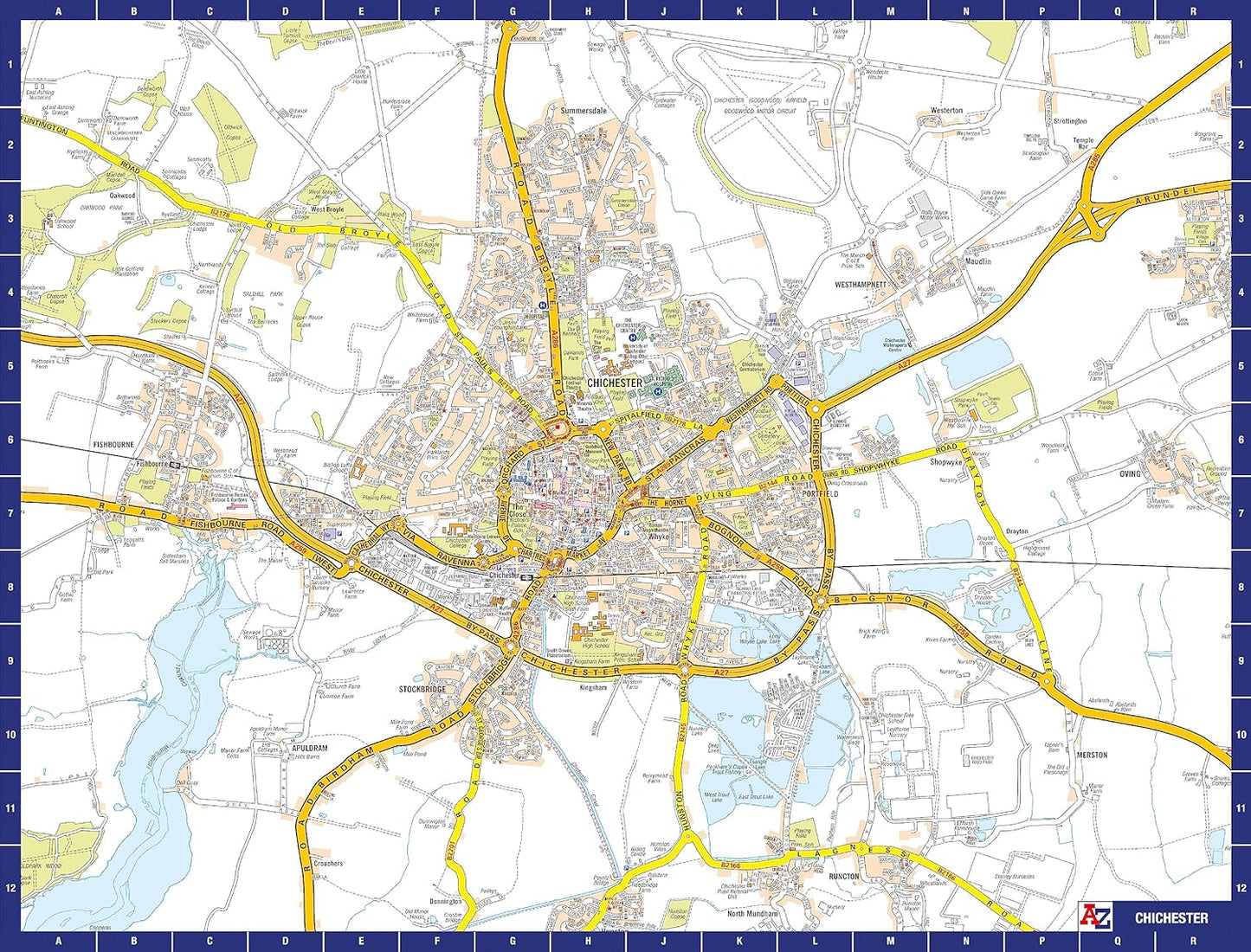 A to Z Map of Chichester Jigsaw Puzzle For Adults - 1000 Piece Map Puzzle Gift