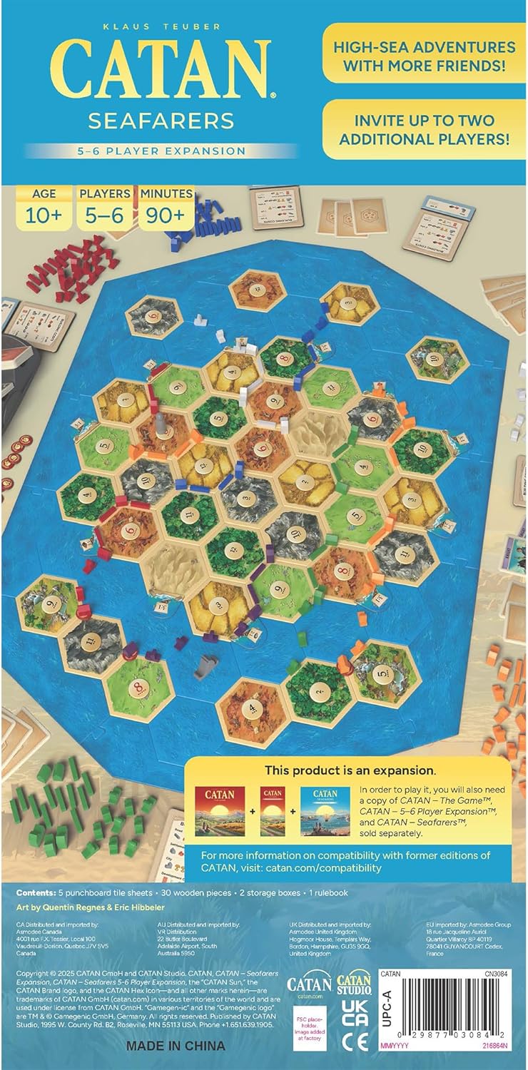 CATAN Extension de jeu de société Seafarers 5-6 joueurs 6e édition | Extension de jeu de société | À partir de 10 ans | 3 à 6 joueurs | Temps de jeu de 60 à 90 minutes