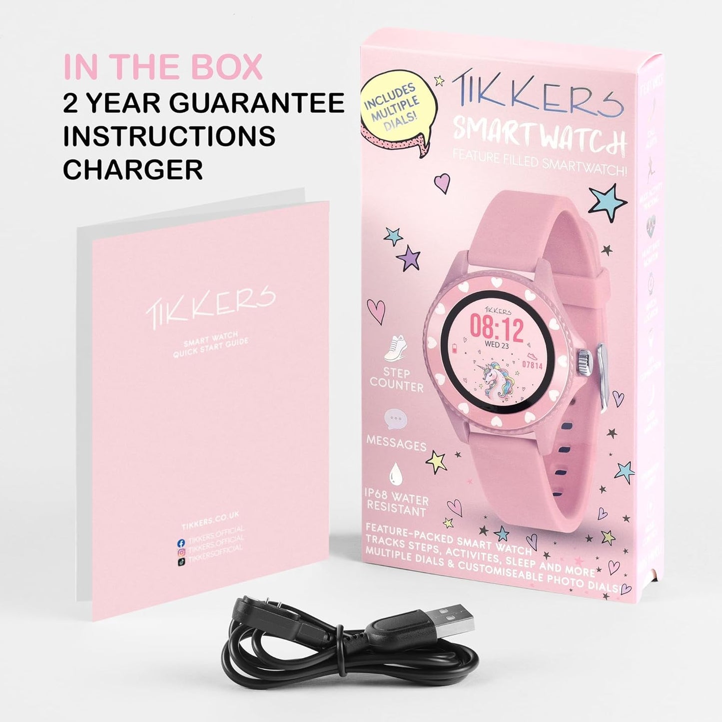 Tikkers Smart Series 34 Pink Silicone Strap Smart Watch