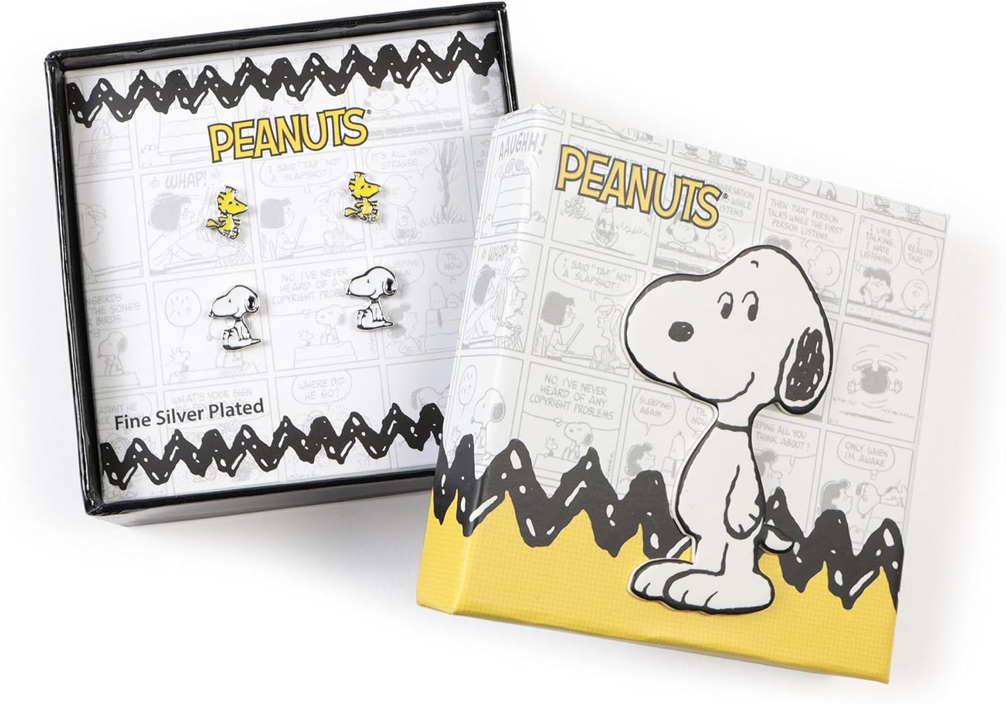 Peanuts Snoopy & Woodstock Frauen Ohrstecker-Set weiß/gelb Fan-Merch, TV-Serien, Zeichentrick