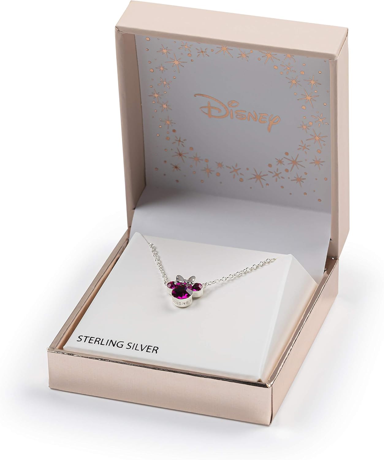 Minnie Mouse Silver Pink Stone Set Necklace N902352ROCTL-18