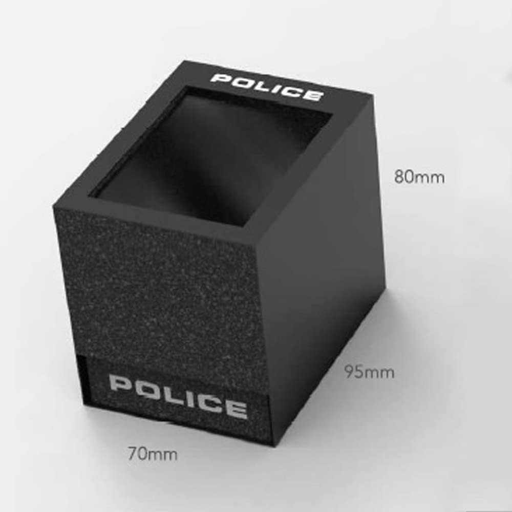 Police Barter SS Multi Dial Black Leather Strap Watch