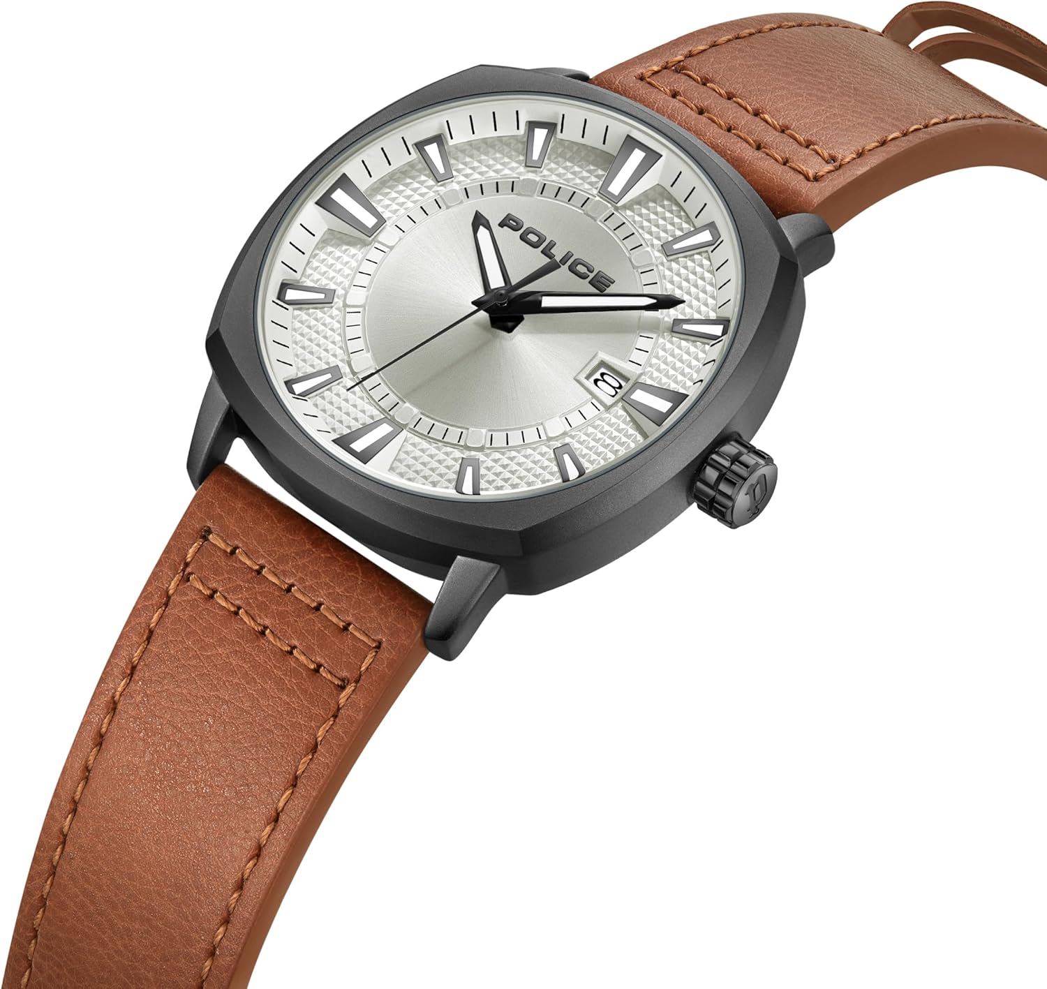 Police Urban Rebel Black Leather Strap Watch