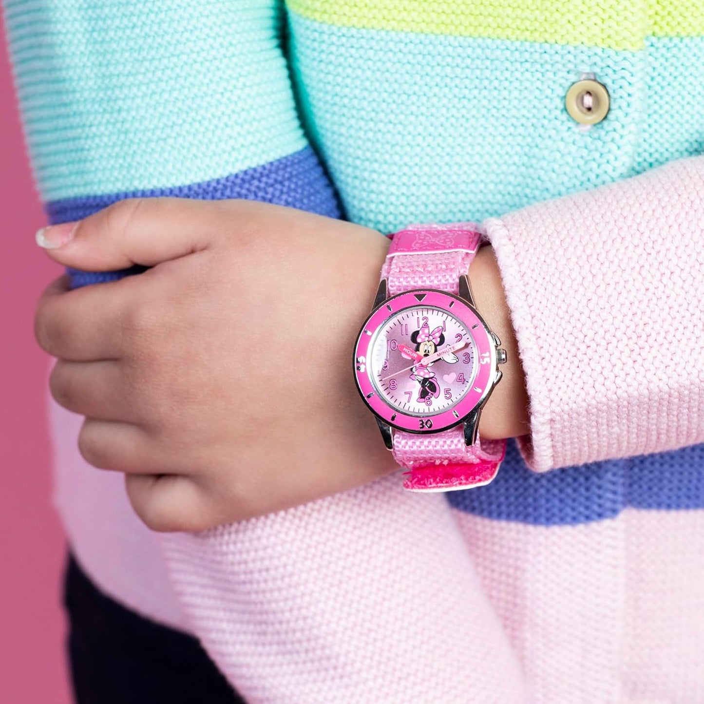 Disney Minnie Mouse Pink PU/webbing Strap Watch MN5106