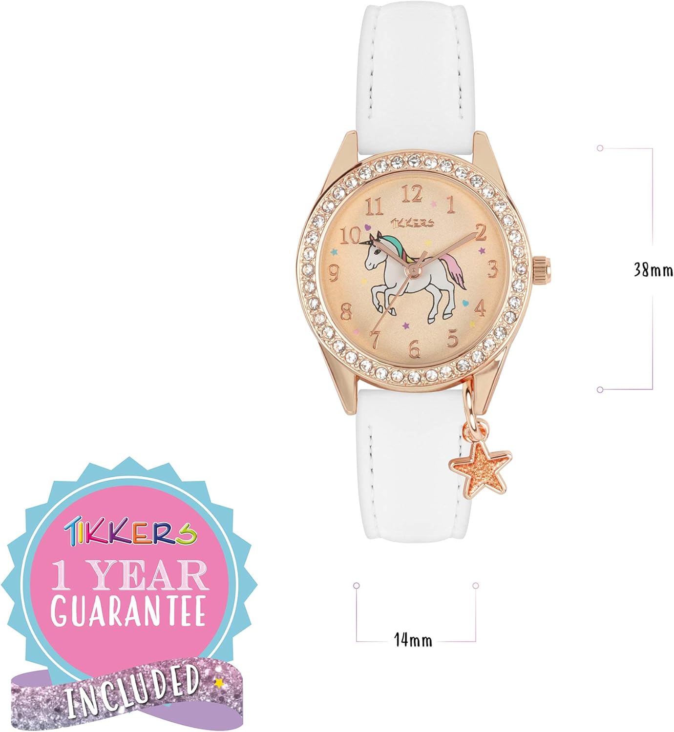 Tikkers Girls White PU Strap Unicorn Watch, necklace and purse set ATK1063