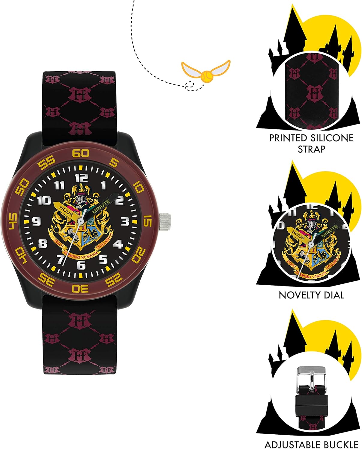 Warner Brothers Harry Potter Black/ burgundy Silicon Strap Watch HP9050ARG