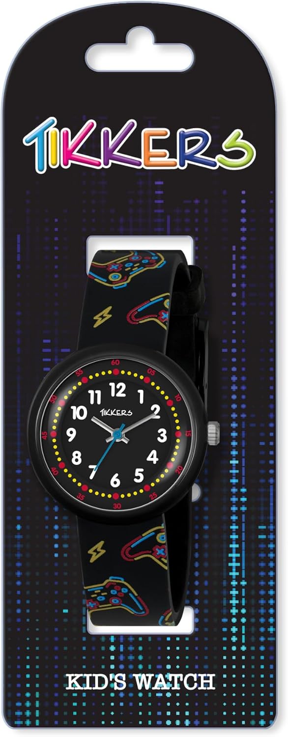 Tikkers Black Printed Gamer Strap Watch