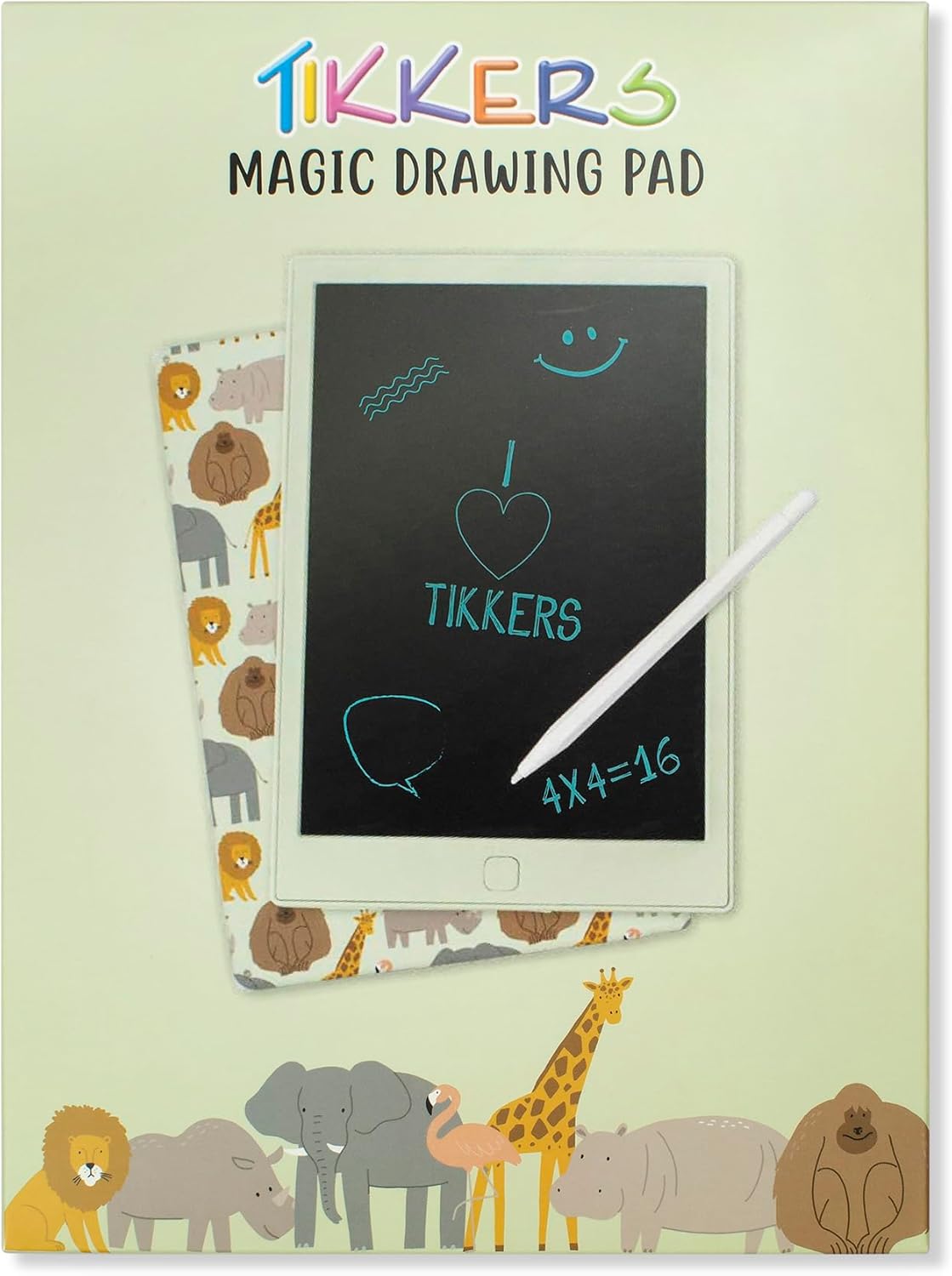 Tikkers Kids Safari Erasable Reusable Travel Doodle Pad Drawing Tablet