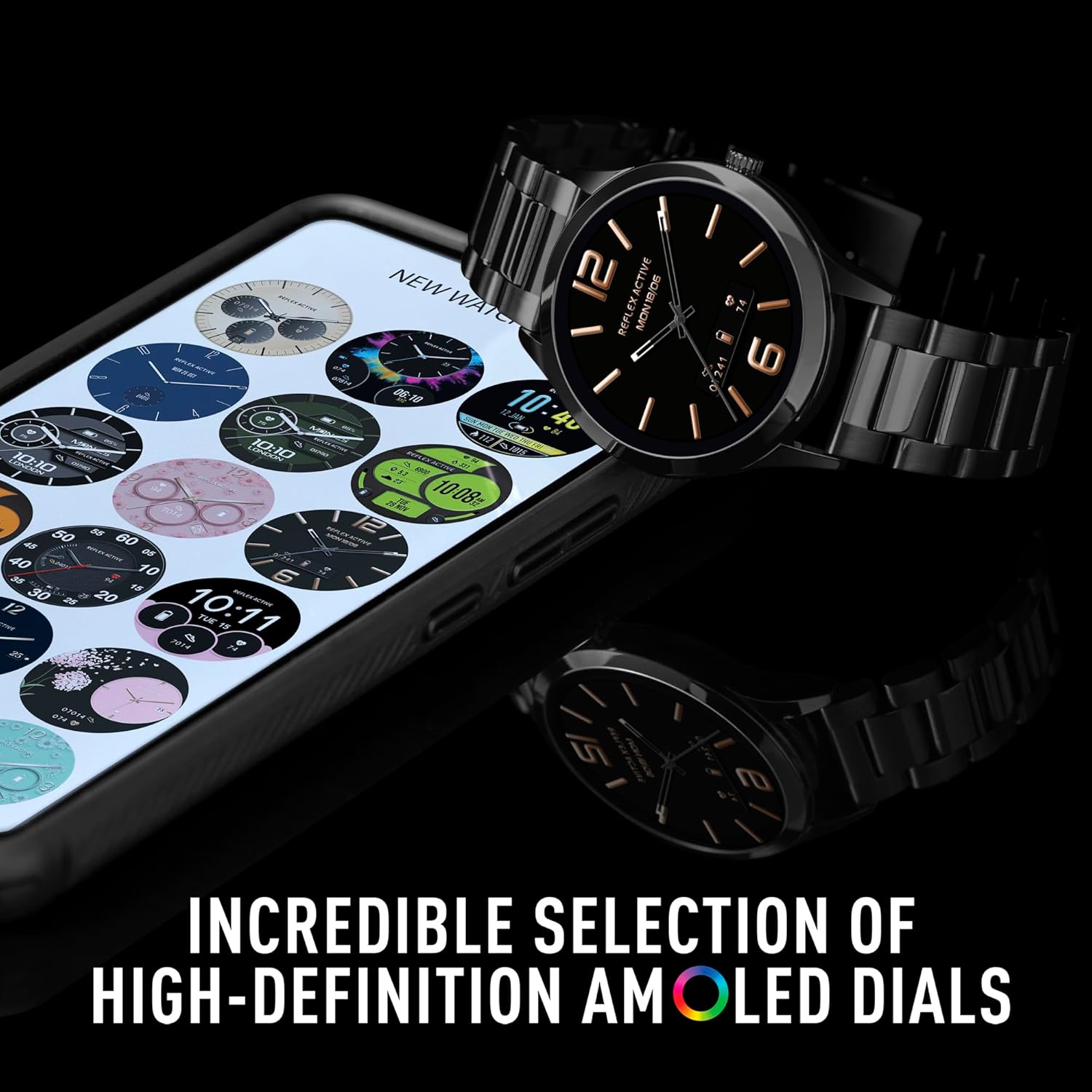 Reflex Active Series 31 Black Stainless Steel Strap AMOLED Smart Calling Watch