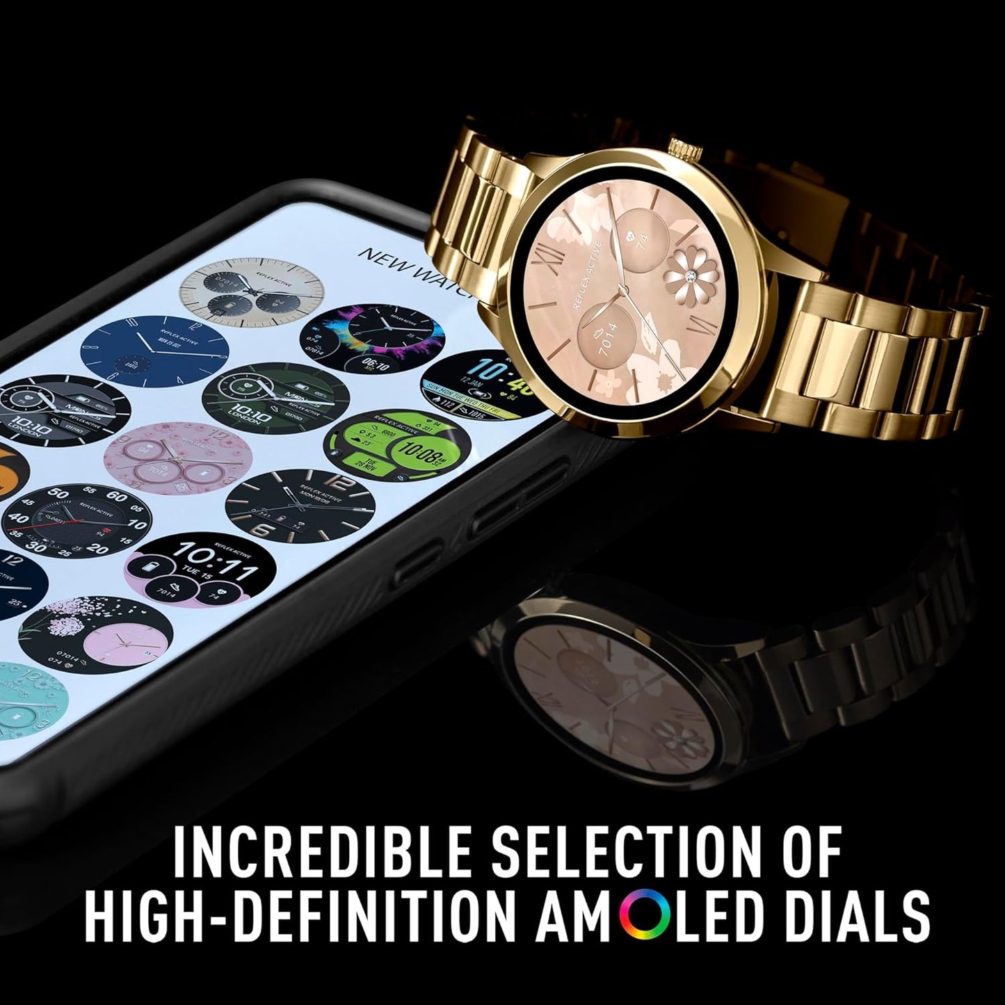 Reflex Active Series 31 Gold Stainless Steel Strap AMOLED Smart Calling Watch