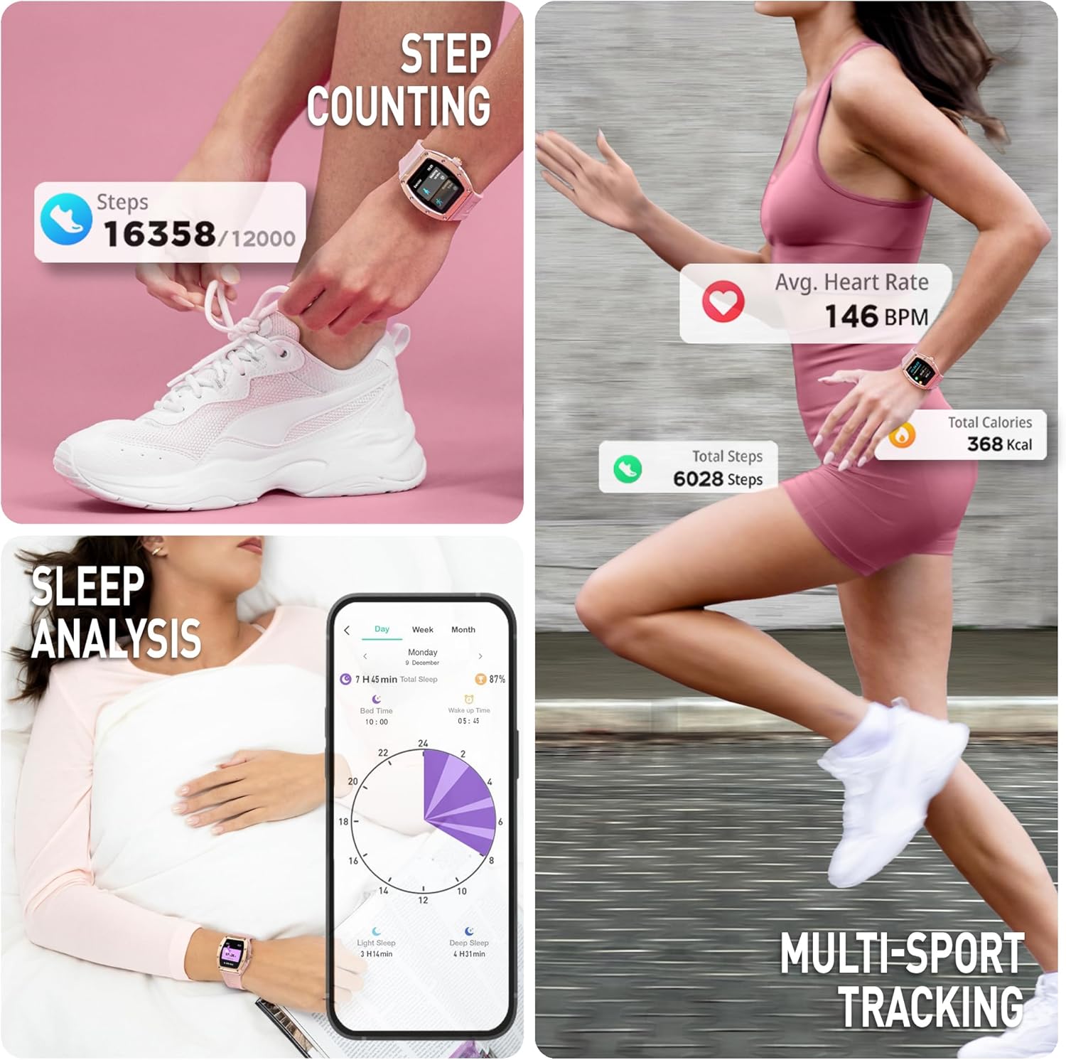 Reflex Active Series 52 Pink Strap Smart Calling Watch