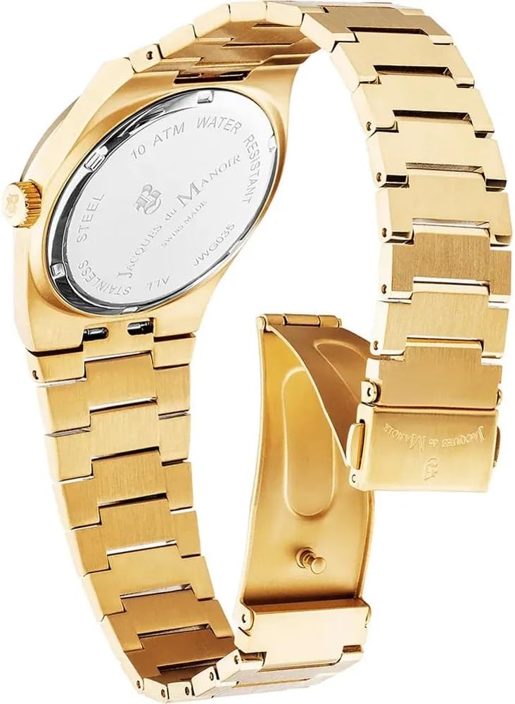 Jacques du Manoir Swiss-made Horizon Gents Gold Plated Bracelet Watch