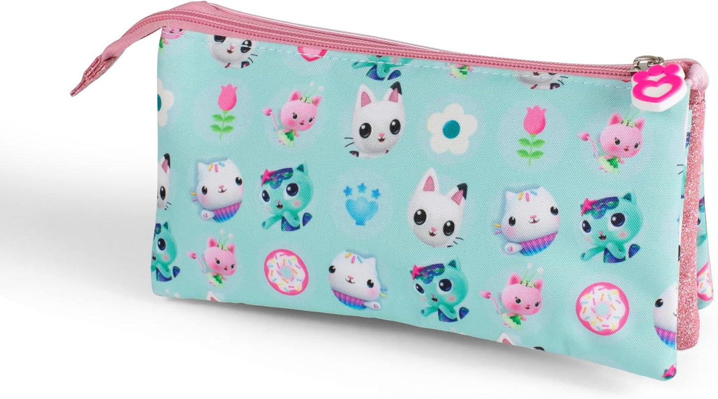 Gabby's Dollhouse Kids Multiple Compartments Zip Closure School Pencil Case