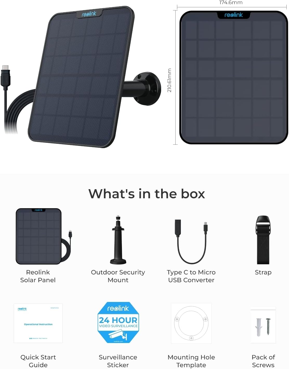 Reolink Solar Panel 2 Schwarz (5,8W