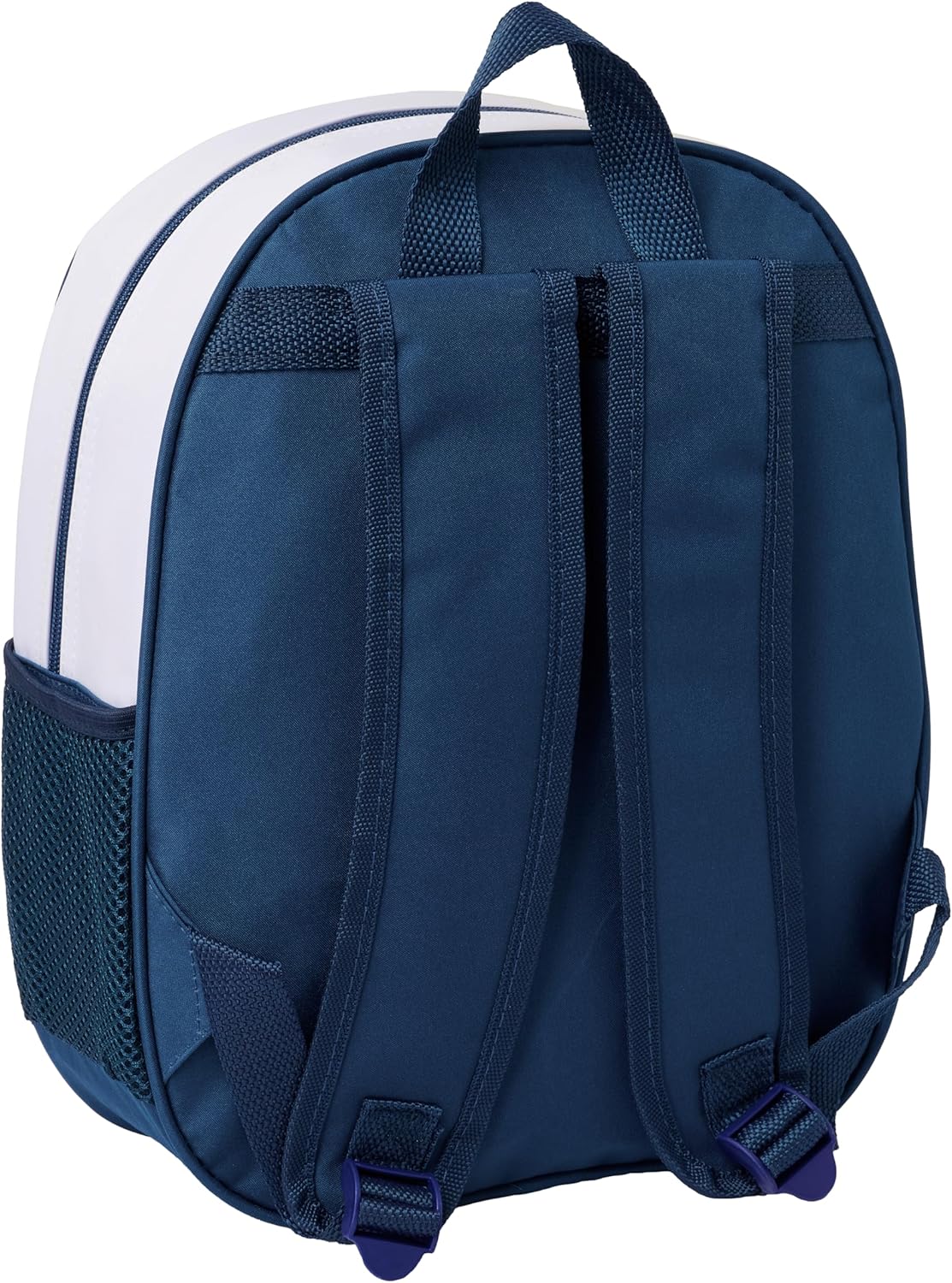 Safta Real Madrid 3D School Backpack, with 3D Design, Adaptable to Cart, Ideal for Children of Different Ages, Comfortable and Versatile, Quality and Resistance, 27 x 10 x 33 cm, Black/White, M