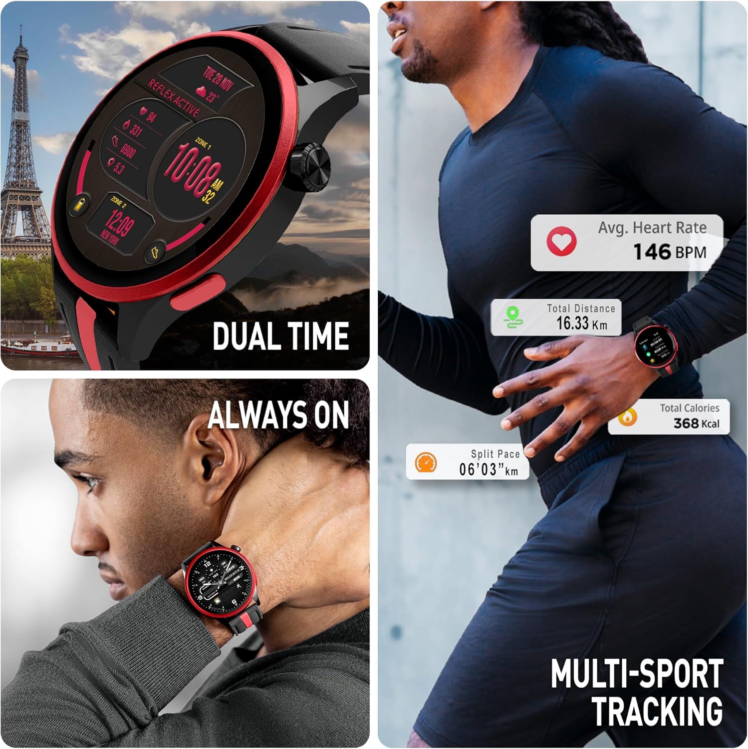 Series 54 AMOLED GPS Black and Red Smart Calling Watch