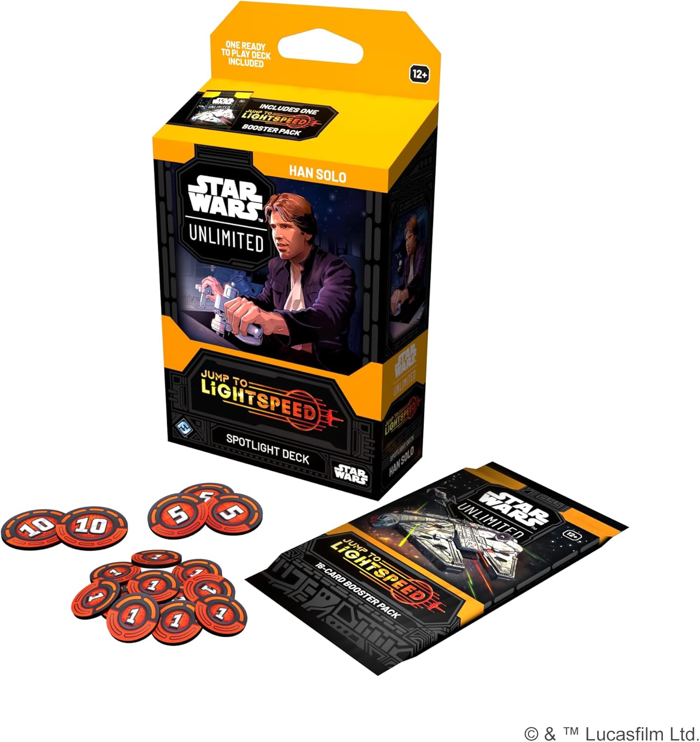 Fantasy Flight Games - Star Wars: Unlimited Trading Card Game - Jump to Lightspeed Han Solo SPOTLIGHT DECK - Ready-to-Play 50-Card Deck with Exclusive Cards, Ages 12+, 2+ Players, 20 Minute Playtime
