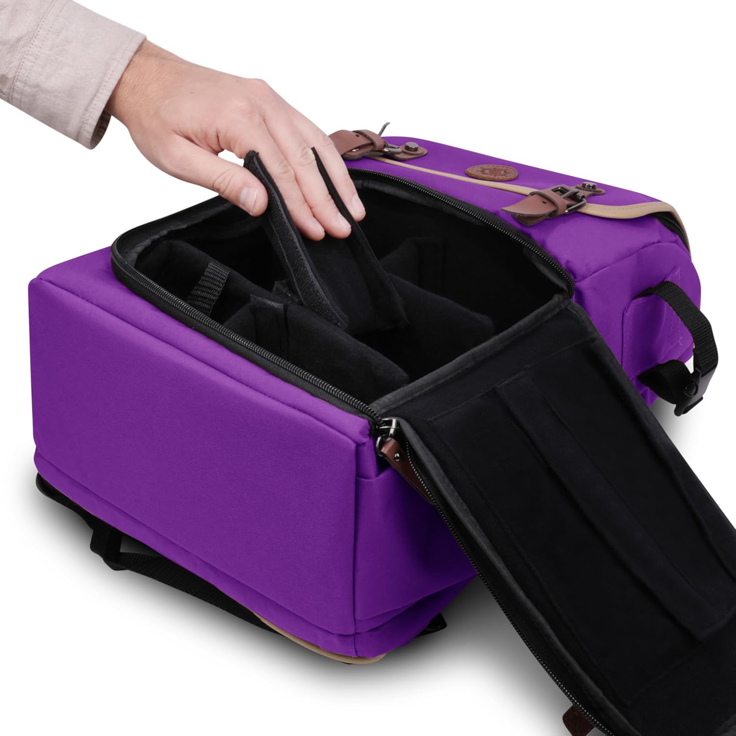ENHANCE Designer Edition Trading Card Backpack - MTG Deck Bag Card Binder Space, TCG Deck Box Storage, Playmat Holder - Compatible with Magic the Gathering, Pokemon, Lorcana (Canvas Look - Purple